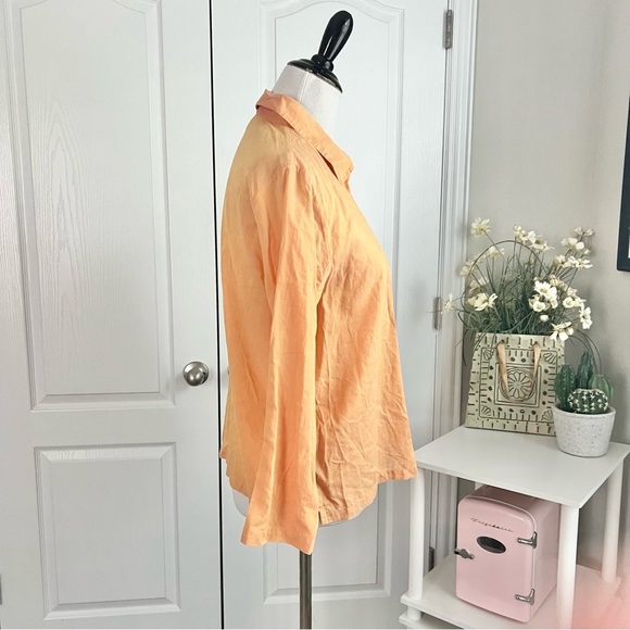 Eileen Fisher Sunburnt orange Cotton Button Up Top - Picture 8 of 11